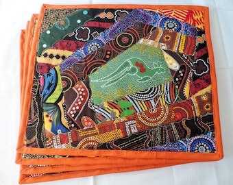 Quilted Australian Aboriginal Placemats - Quilted Placemats - Australian Table Placemats - Aboriginal Table Placemats - Indigenous Placemats
