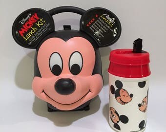 Vintage Disney Mickey Mouse Lunch Kit Water Bottle by Aladdin