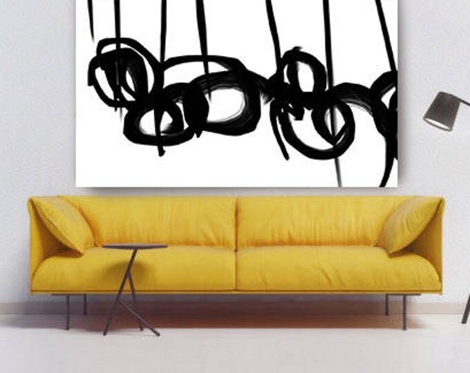 Harmony, Black and White Contemporary Abstract Canvas Art Print, Extra Large BW Contemporary Canvas Art Print up to 72" by Irena Orlov