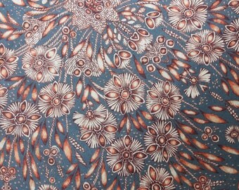 LIBERTY Of LONDON Tana Lawn Cotton Fabric 'Lady Zadie' Grey/Rust Lg Fat Quarter 18 X 26 in