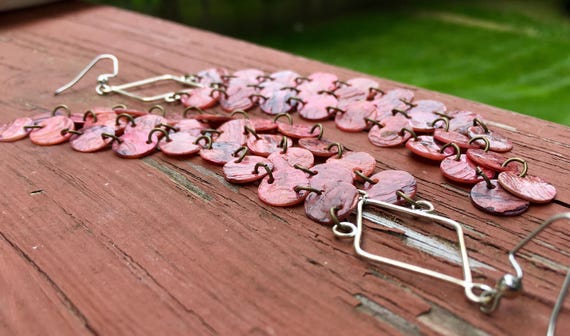 Light Pink Mussel Shell Duster Earrings