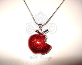 Disney Princess Snow White Red Apple Sterling Silver Pendant Swarovski Crystal Descendants