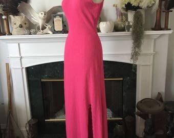 Hot Pink 60s Curve Hugging Bombshell Dress