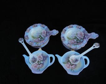 Tea Strainer Duo Set: Hand Decorated Porcelain