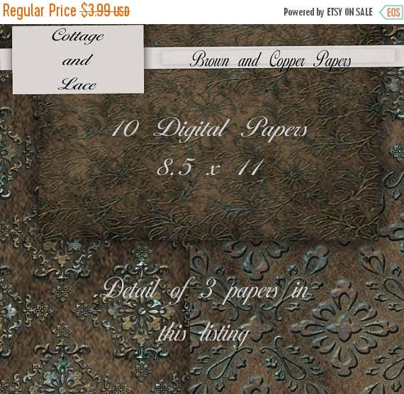 50% off Brown Printable Paper Pack Brown Scrapbook Paper