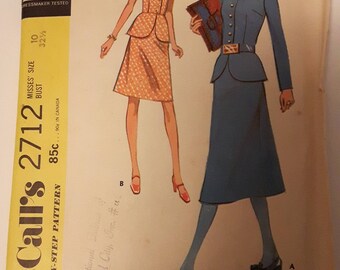 McCalls Vintage Out of Print Discontinued Sewing Pattern 2712