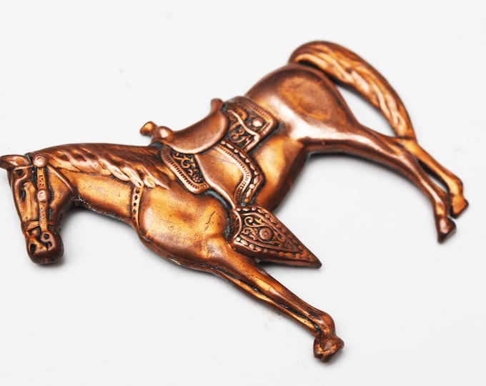 Western Horse Brooch - Copper metal - Equestrian - Southwestern Pin