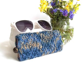 SALE - 50% OFF. Blue Glasses Case. Eyeglasses Case. Eyeglasses Holder. Sunglasses Case. Reading Glasses Case. Glasses Holder.