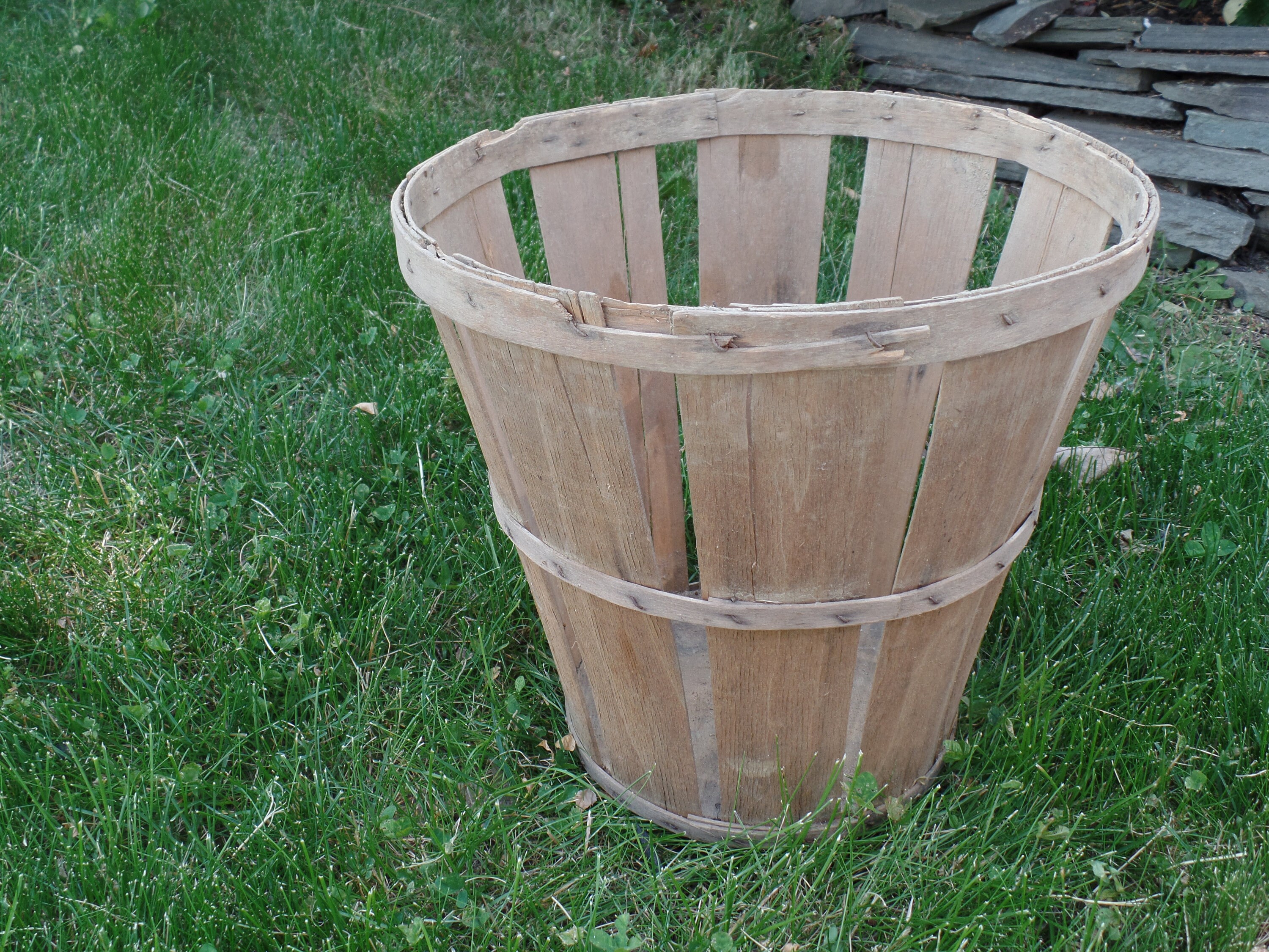 Vintage Split Wood Large Bushel Basket vintage fruit basket