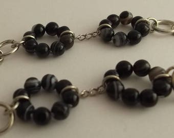 White striped black agate necklace