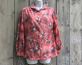 Vintage top | 1970s sheer floral boho Land 'N Sea long sleeve peasant blouse