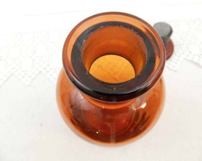 Large Vintage Brown Amber Glass Apothecary Chemist Bottle with Large Glass Stopper, 610 CL / 1.28 Pint