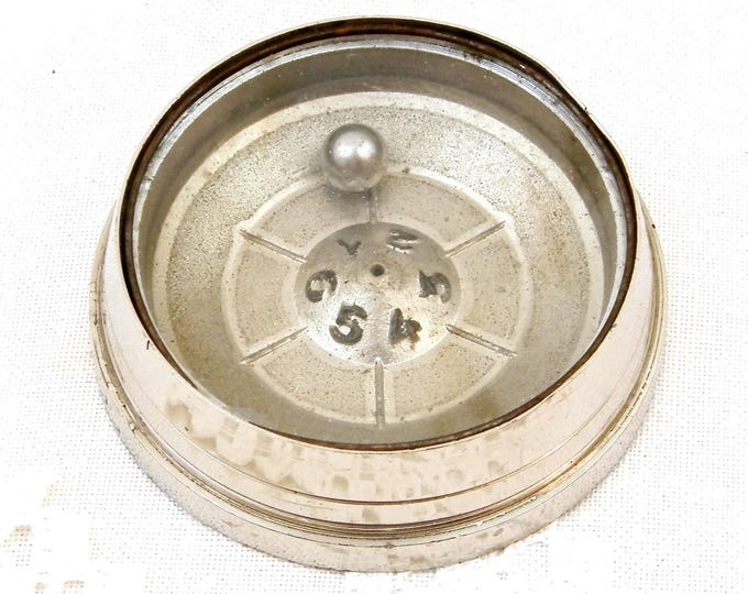 Vintage 1950s Pocket Metal Roulette Game Made in France, Steel Ball Casino Toy, 50s French Dexterity Puzzle, Pocket Game by Securitas