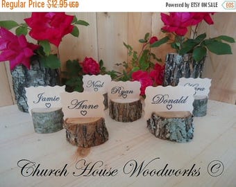SALE 12 rustic place card holders, tree card holders, place holders, rustic wedding decor, wood place card holder, rustic wedding supplies