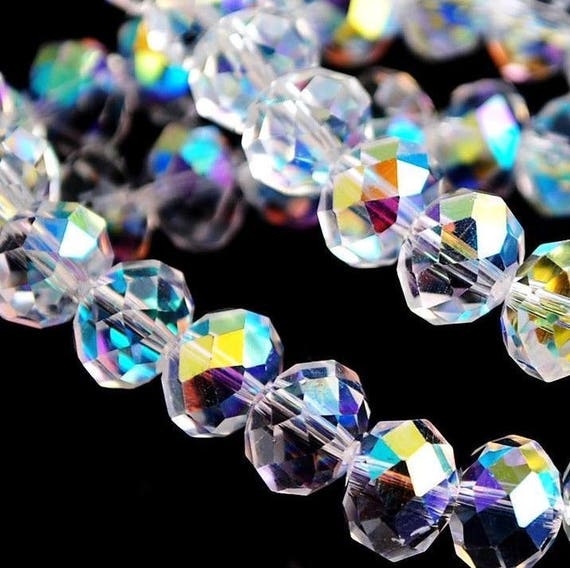 36pcs 8mm Clear Crystals AB Beads 6x8mm CLEAR AB Crystal