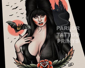 Elvira Tattoo Flash