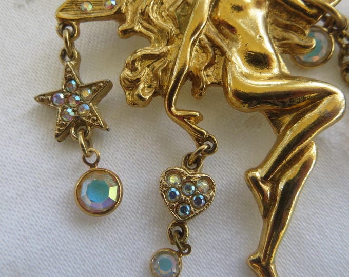Vintage Kirks Folly Fairy Brooch, Celestial Nymph Pin, Fairy Garden Fairies, Kirks Folly Jewelry