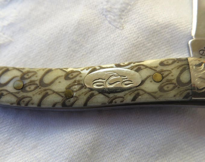 CASE XX Knife, Tiny Toothpick Pocket Knife, Etched Handle, Etched Arrowhead End, Vintage Case XX 610096