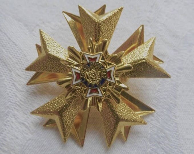Vintage Maltese Cross Pin, Heraldic Brooch, VFW Ladies Auxiliary Pin Vintage VFW Jewelry World War ll Jewelry