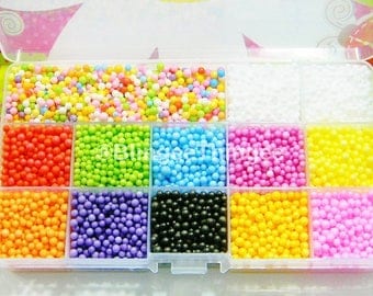 SaLe Mini Styrofoam Balls Plus Storage Box Clear Case Container 2mm 3mm 4mm Polystyrene 5000 Filler Foam Ball Beads DIY Slime Floam Crafts