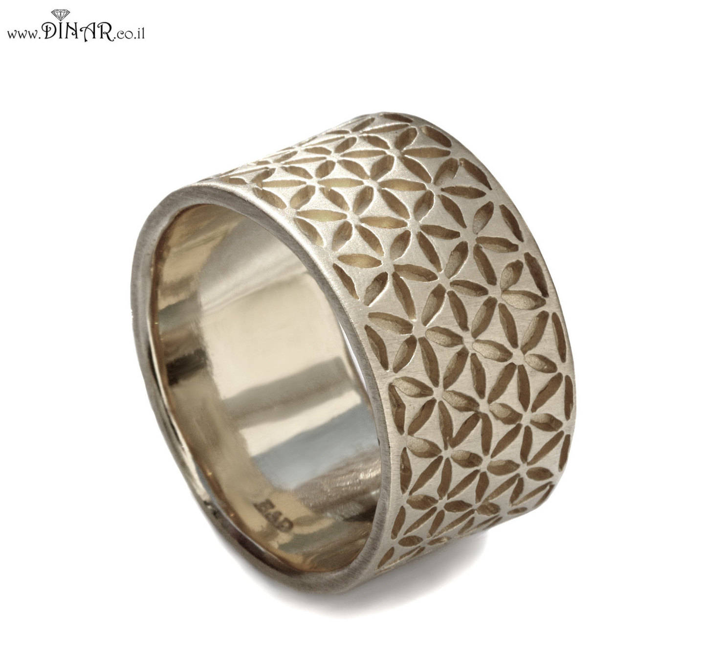 Very wide men wedding band 14k solid gold band men flower of