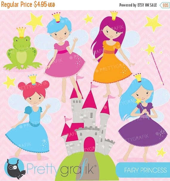 80% OFF SALE fairy princess clipart commercial use, vector graphics, digital clip art, digital images - CL595 Il_570xn