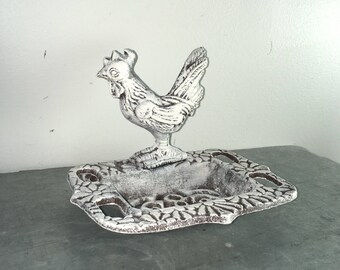 Cast Iron Soap Dish, Business Card Holder, Rooster Soap Dish, Antique Style Soap Dish, Kitchen Decor, Home Decor, Shabby Chic Decor, Farmhou