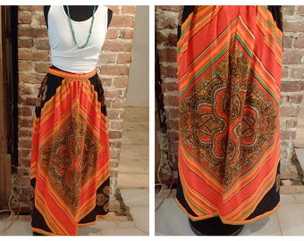 Vintage handmade 1970's Boho Hippie Maxi Skirt Size S-M