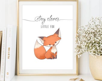 Fox nursery printable Little fox poster Fox kids print