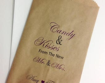 ON SALE Wedding Candy Bags, Candy Buffet Bags, Personalized Wedding Favor Bags, Treat Bags, Wedding Candy Bar Bags, Custom Wedding Favors
