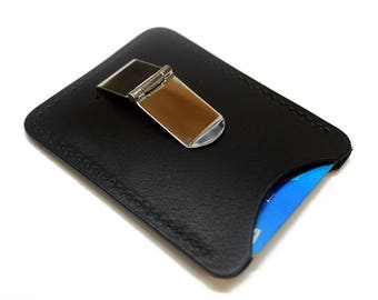 Personalized money clip wallet, leather money clip, handmade minimalist wallet, groomsmen gifts,