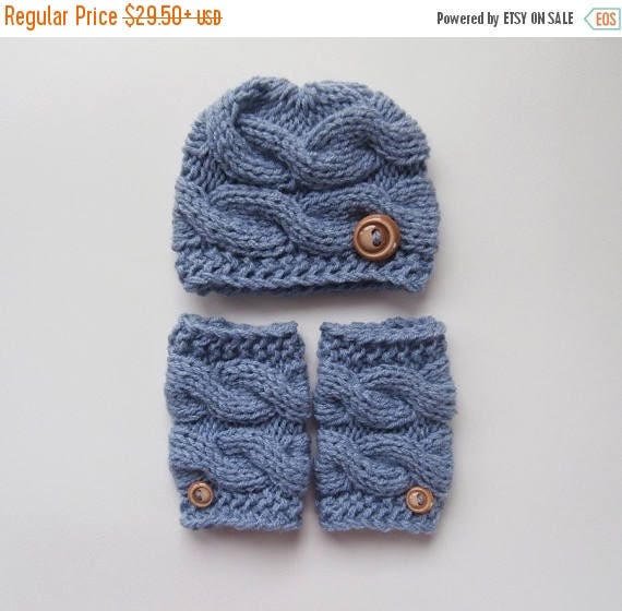 SALE 10 SALE Knit Baby Boy Hat and Leg Warmers Newborn Baby