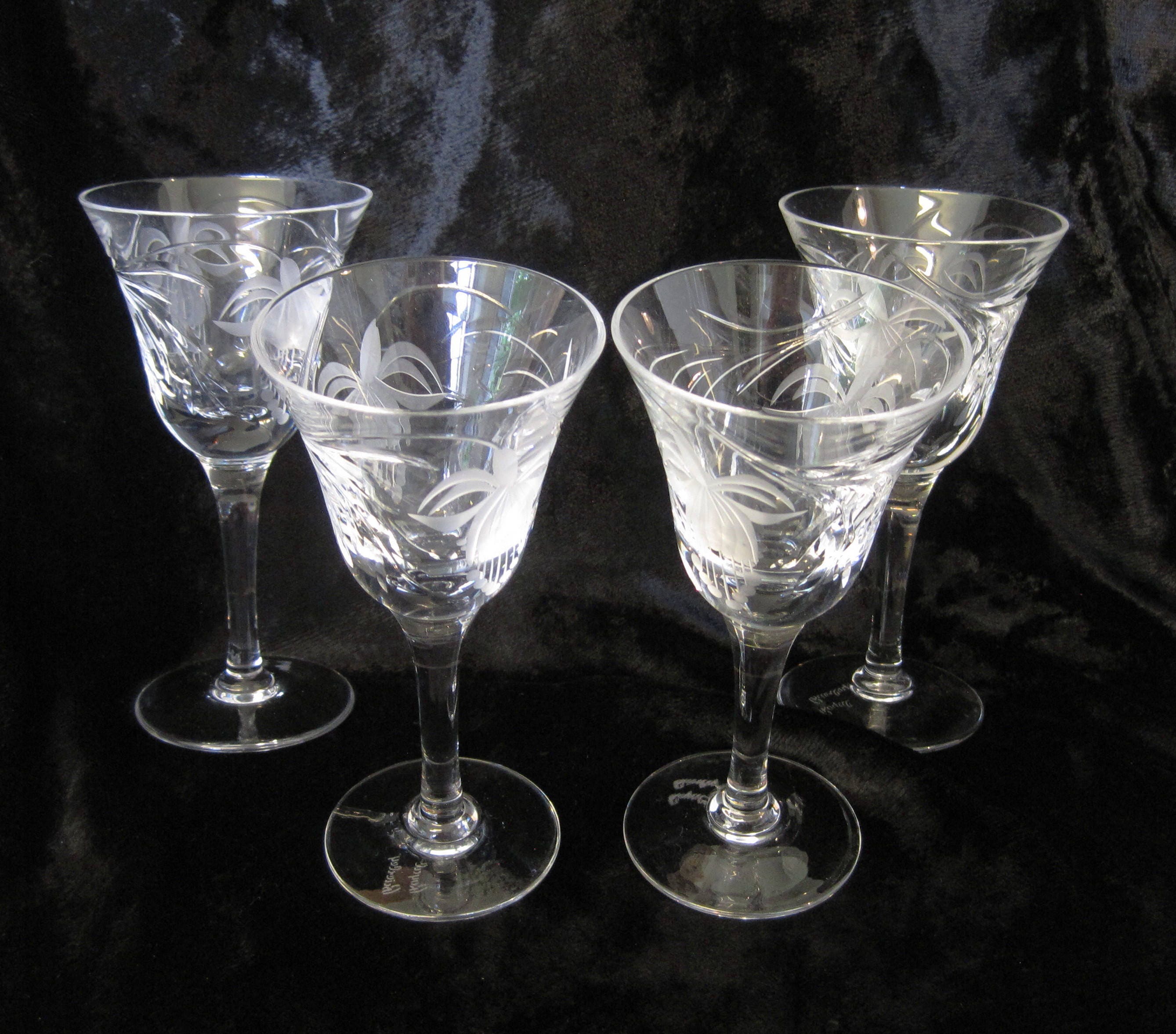 4 Royal Brierley Fuchsia Crystal Sherry Glasses Handmade Cut