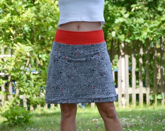 Sweatrock mini skirt grey comic motifs GR 42