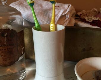 Antique// Jeanne De Arc// White Ironstone// Toothbrush Holder// Mark Dated 1883// England// Wonderful Condition!