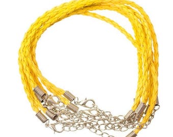 Faux yellow braided leather 20cm bracelet