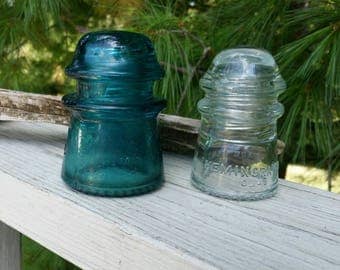 Clear & Aqua Hemingray Insulators Made in U.S.A.