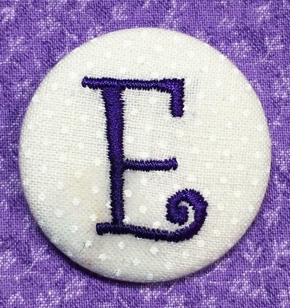 Monogrammed Button E J Embroidered Monogrammed Initial