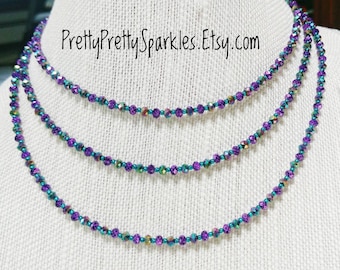 Purple and Iridescent layered statement necklace / purple layered necklace / colorful layered necklace / purple statement necklace