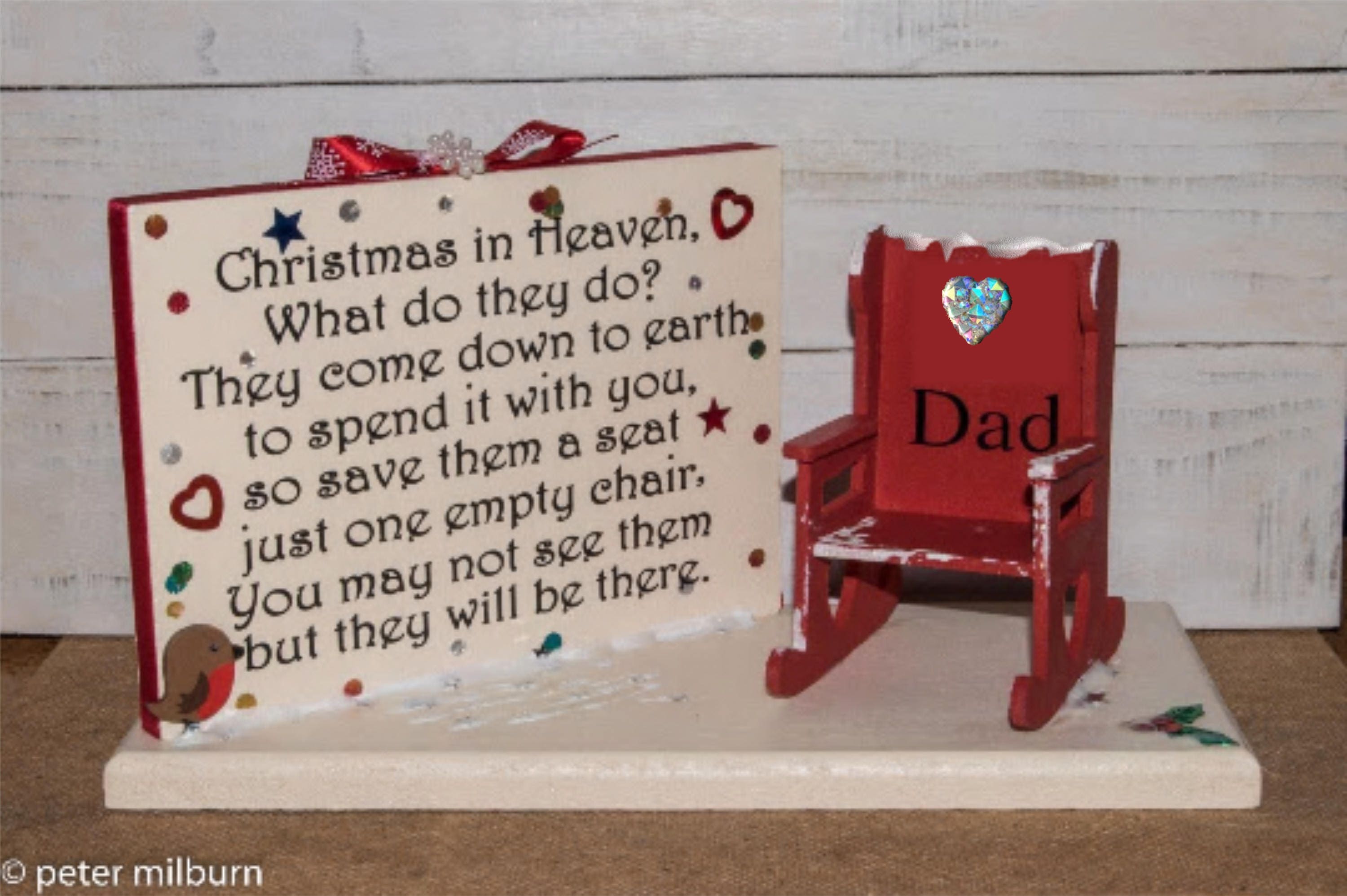 Christmas in Heaven Wooden Memory Plaque Save a chair all