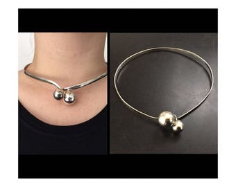 Sterling Silver Choker, Modernist Silver Jewelry, Choker Necklace, Minimalist Choker, Ball Collar Necklace