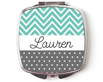 Custom Bridesmaids Gifts - Aqua Wedding - Personalized Bridesmaids Gifts Compact Mirror