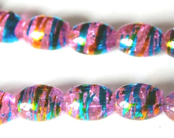 20 transparent purple olives with reflections glass Crackle beads 11x8mm