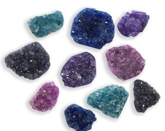 15% off Christmas in July 5 pcs DRUZY Crystals - mixed colors - free form - set of 5 - medium size - Pendant Setting - Crystal Decor (RK50