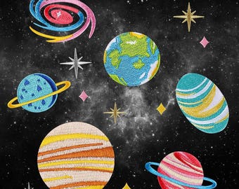 16 Embroidery Planet Star Sew Iron On Patches Set Badge Bag Hat Jeans Applique AH51917