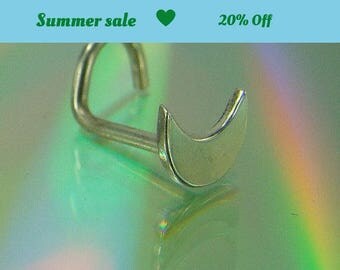Moon nose stud, Silver nose stud, nose pin, nose screw, nostril stud, small nose stud, nose stud, Symbol nose Stud, planetary symbol