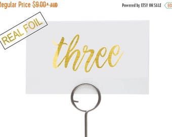 7 DAY SALE 15% OFF Wedding reception table numbers, real gold foil, landscape sign, pretty font, custom decor for wedding, choose your foil