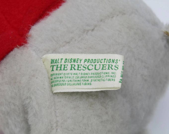 Vintage DISNEY Bernard Rescuers Down Under Mouse Plush - Rare Hard to Find Stuffed Vintage Knickerbocker - Plush Mouse Teddy Bear Mom Teen
