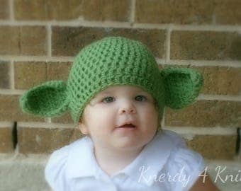 Crochet Yoda Hat, Yoda Photo Prop, Crochet Yoda Wig, Yoda Halloween Costume, Baby Yoda Hat, Toddler Yoda Hat, Child Yoda Hat, Adult Yoda Hat