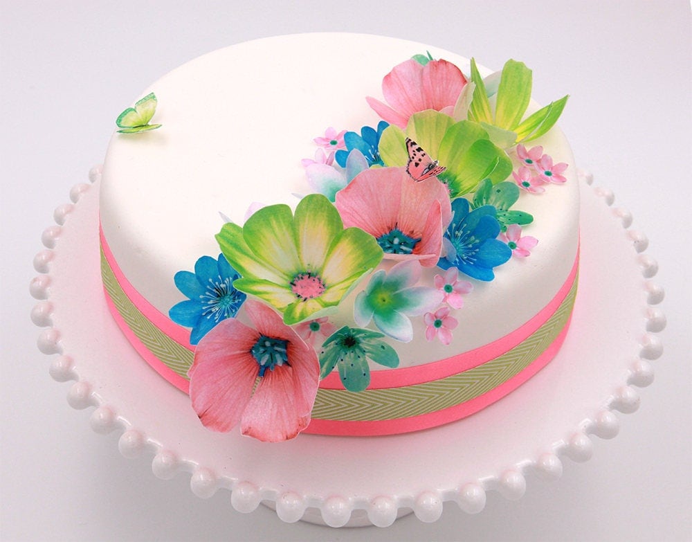 Edible wafer paper fairy flowers cake decorations cupcake